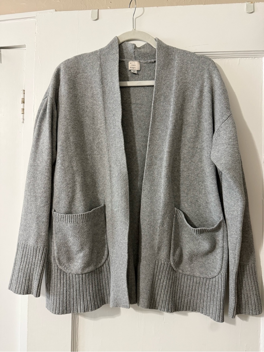 a new day Light Gray Open-Front Pocket Cardigan